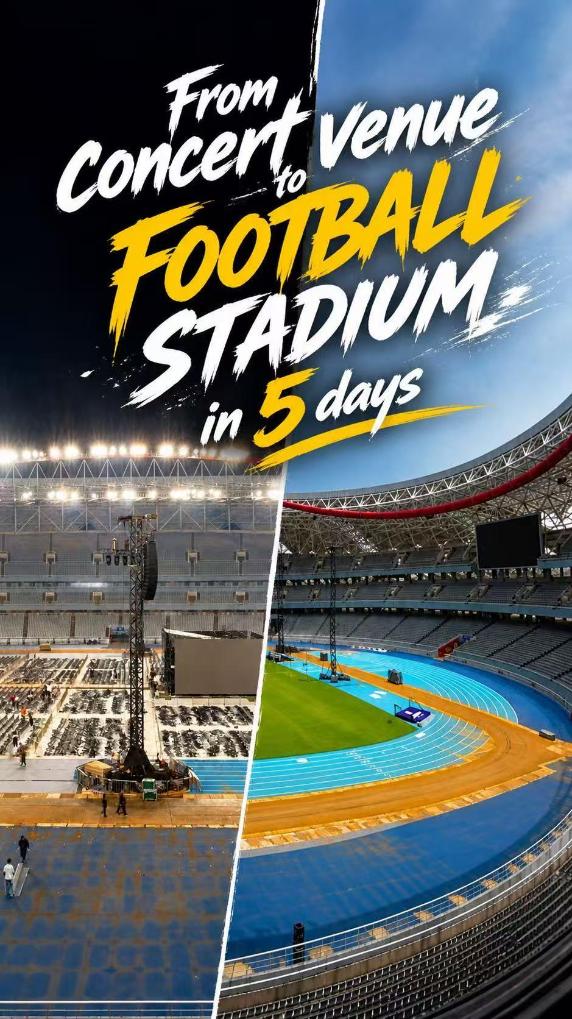 Concert venue converted to football stadium in 5 days