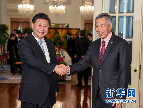 11月7日，國(guó)家主席習(xí)近平在新加坡同新加坡總理李顯龍舉行會(huì)談。 新華社記者 李學(xué)仁 攝